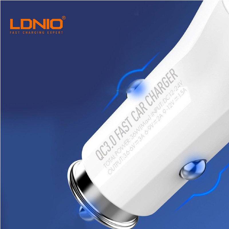 شارژر فندکی فست شارژ Ldnio C511Q 3A QC3.0 36W + کابل تایپ سی - 6