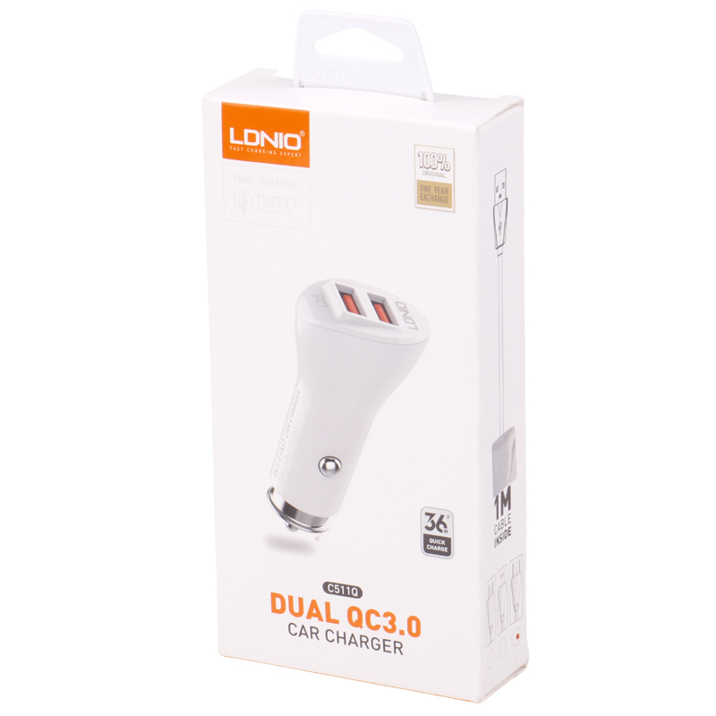شارژر فندکی فست شارژ Ldnio C511Q 3A QC3.0 36W + کابل تایپ سی - 7