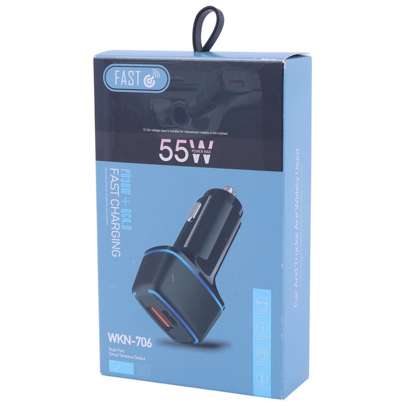 شارژر فندکی فست شارژ WKN-706 3.3A QC4.0 PD 30W - 6