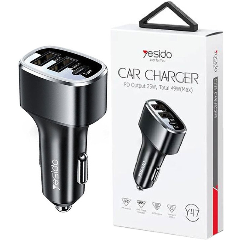 شارژر فندکی فست شارژ Yesido Y47 QC3.0 PD 3A 49W
