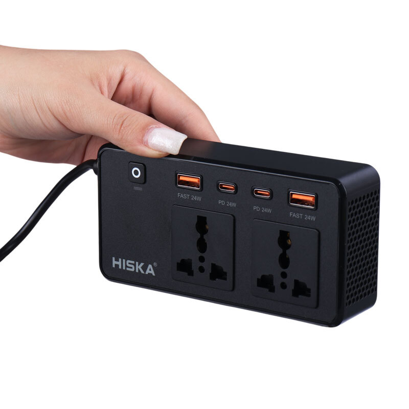 شارژر فندکی و چند راهی هیسکا Hiska CH-5519 PD3.0 QC3.0 3A 200W - 3