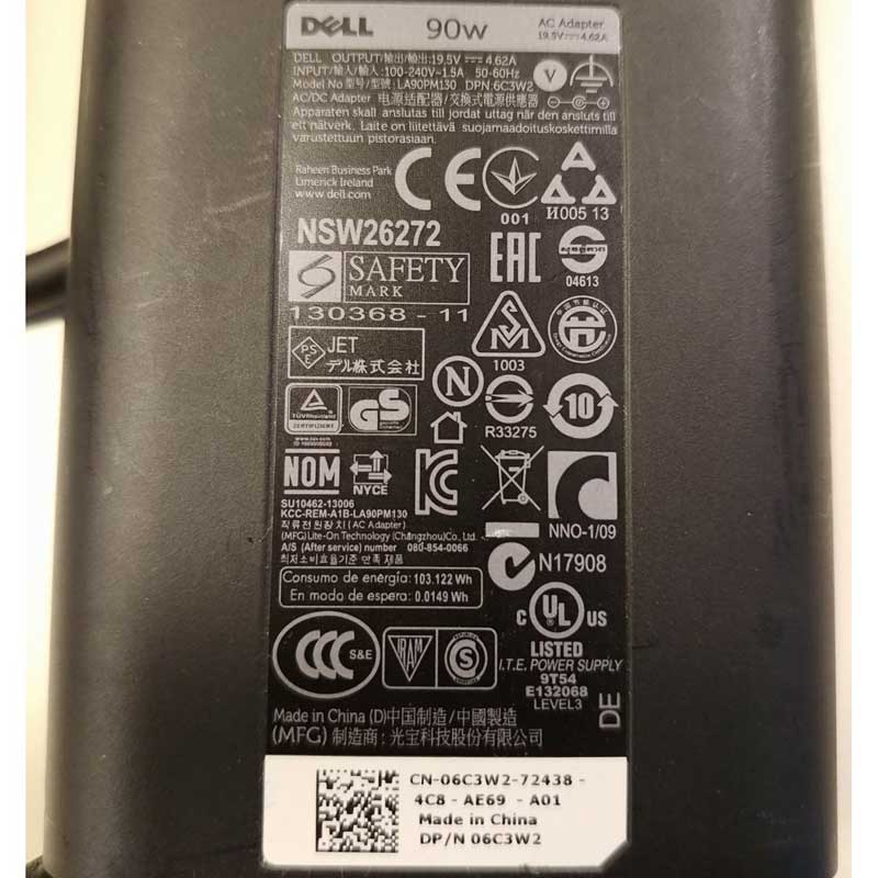 شارژر لپ تاپ دل DELL 19.5v 4.62A - 3