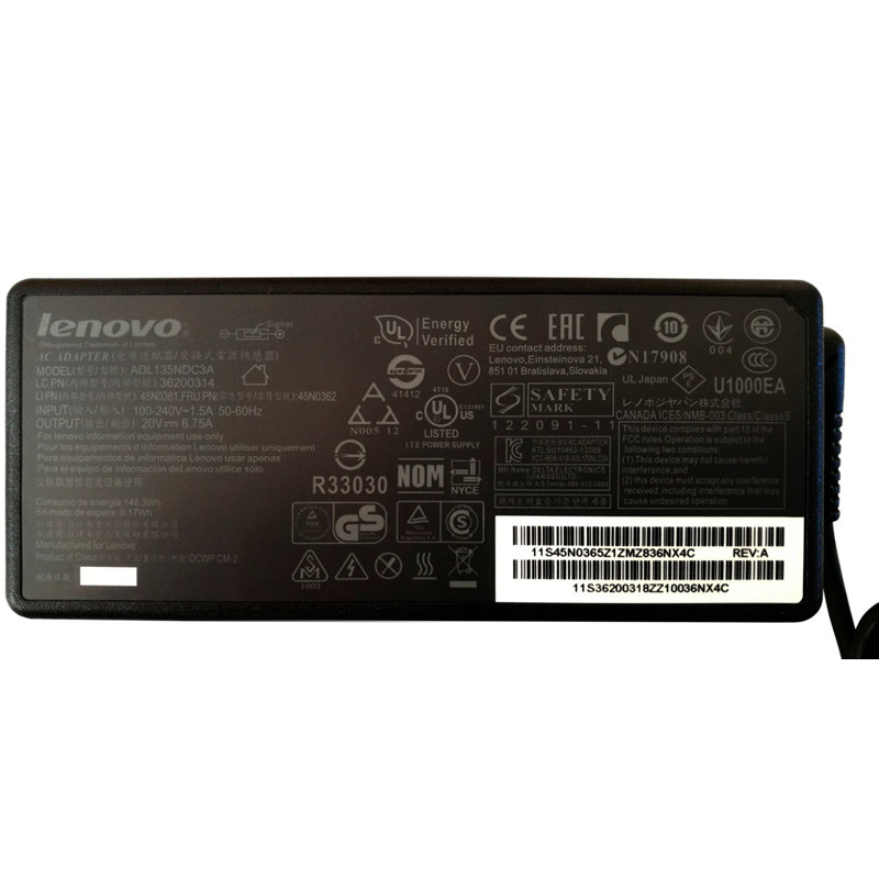 شارژر لپ تاپ Lenovo 20V 6.75A سر USB - 4