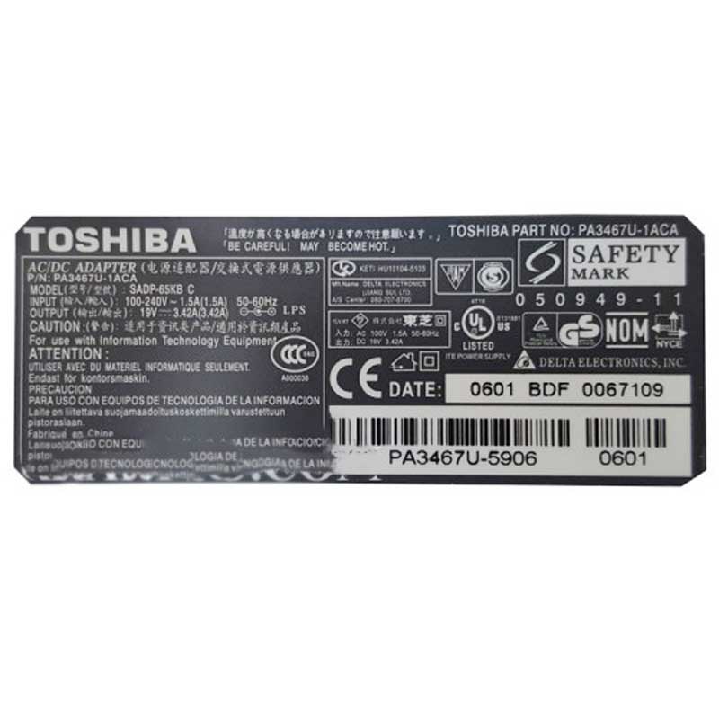 شارژر لپ تاپ Toshiba 19V 3.42A - 3