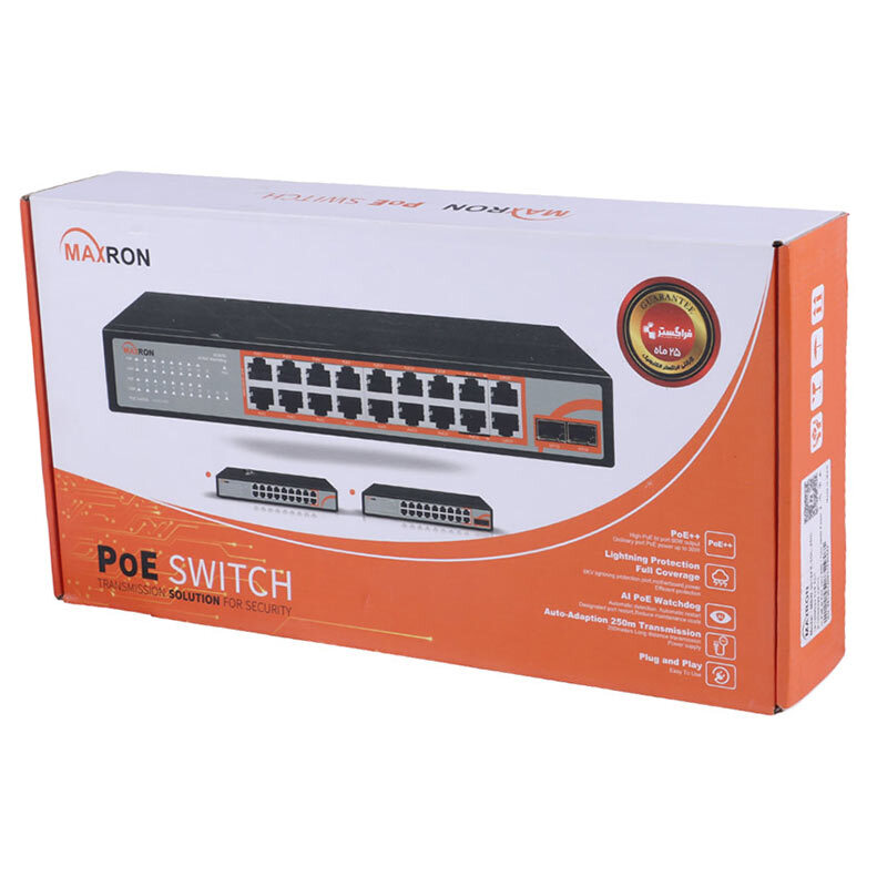 سوییچ 16 پورت POE مکسرون MSW-3016FP-2GL-250I - 2