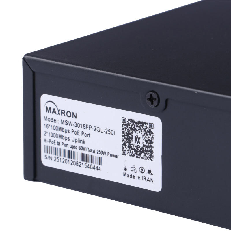سوییچ 16 پورت POE مکسرون MSW-3016FP-2GL-250I - 6