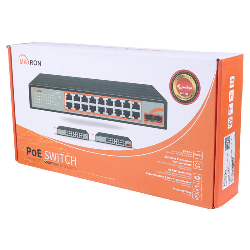 سوییچ 16 پورت POE مکسرون MSW-3216GPH-2GL-250I - 2