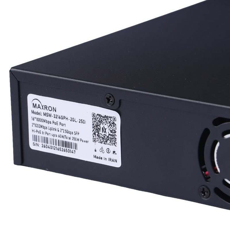 سوییچ 16 پورت POE مکسرون MSW-3216GPH-2GL-250I - 5