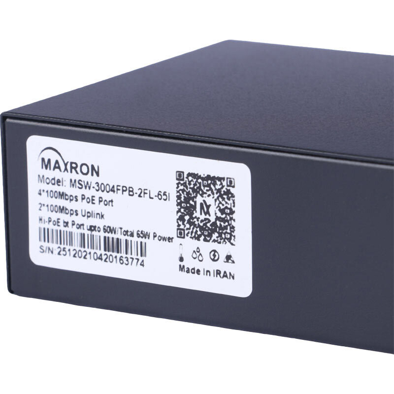 سوییچ 4 پورت POE مکسرون MSW-3004FPB-2FL-65I - 6