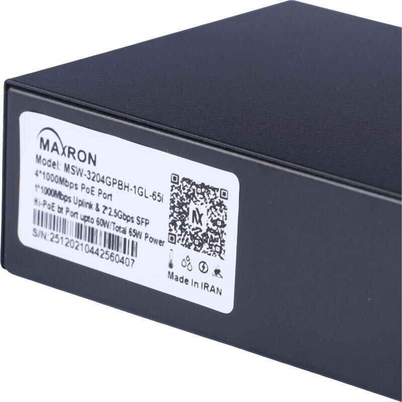 سوییچ 4 پورت POE مکسرون MSW-3204GPBH-1GL-65I - 5