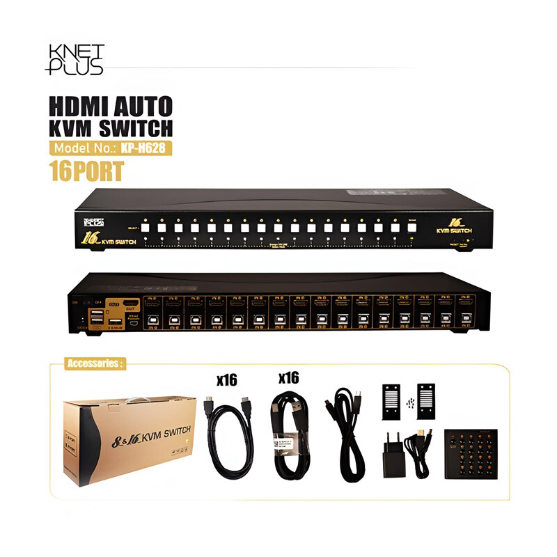 سوییچ KVM اتوماتیک شانزده پورت کی نت پلاس KP-H6216 - 3