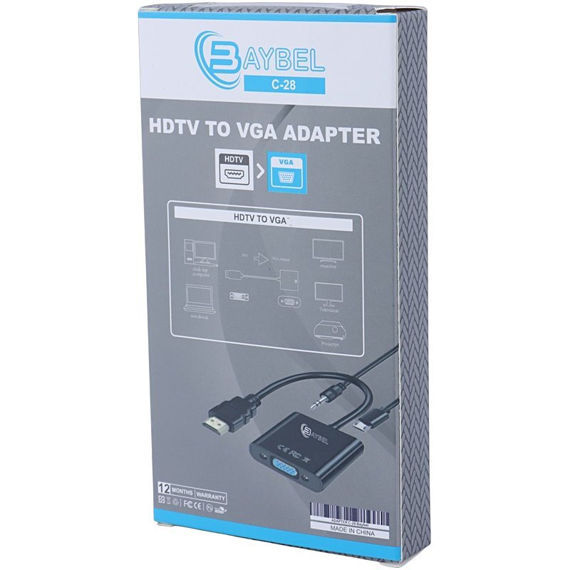 تبدیل HDMI به VGA بایبل C-28 + کابل صدا و کابل Micro USB - 8