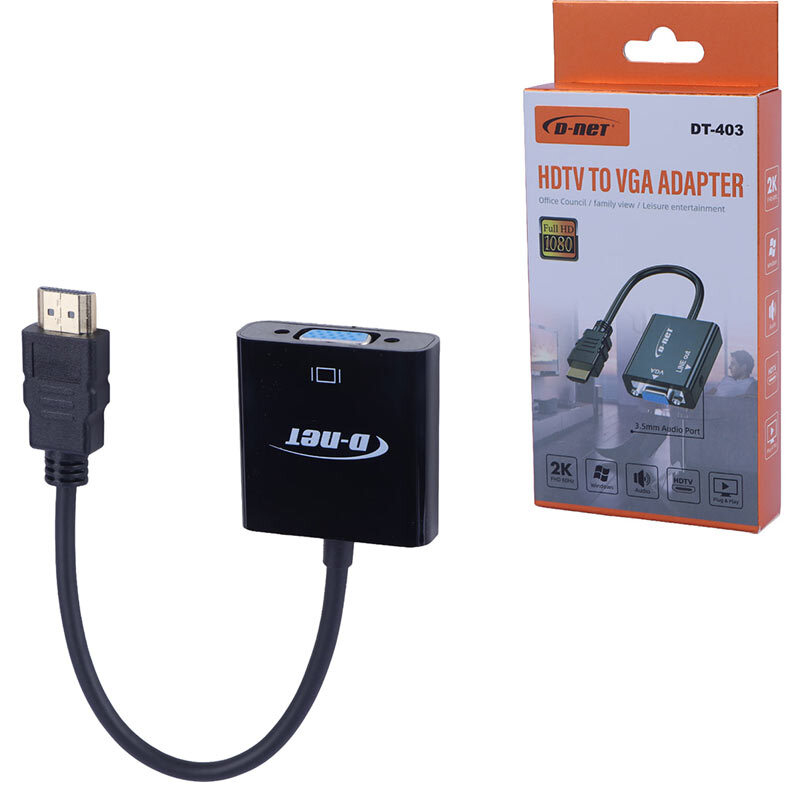 تبدیل HDMI به VGA دی نت DT-403 + کابل صدا