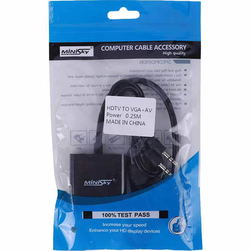 تبدیل HDMI به VGA مینی اسکای + کابل صدا و کابل Micro USB - 2