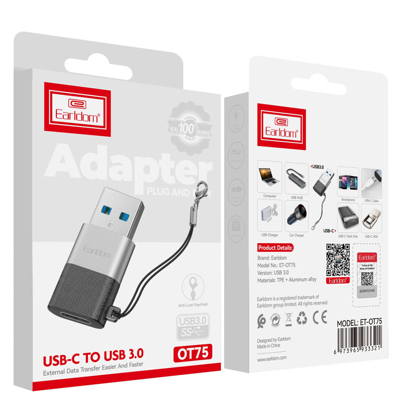تبدیل OTG تایپ سی به USB ارلدام ET-OT75 - 2