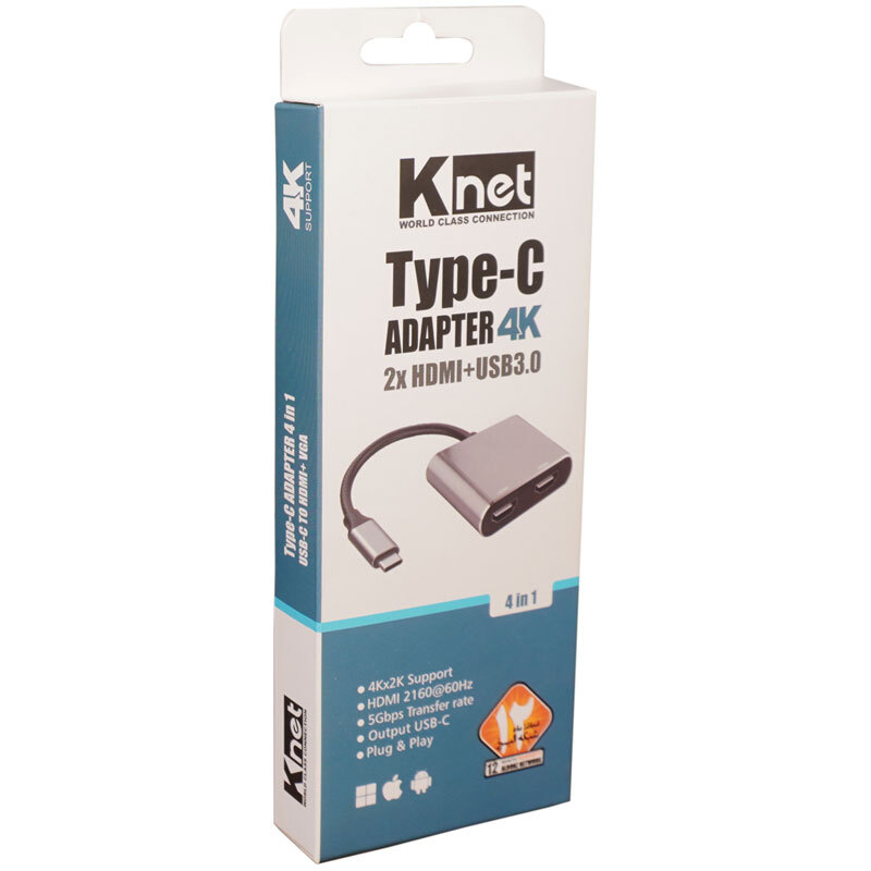 تبدیل Type-C به HDMI/Type-C/USB3.0 کی نت K-CO18 - 5