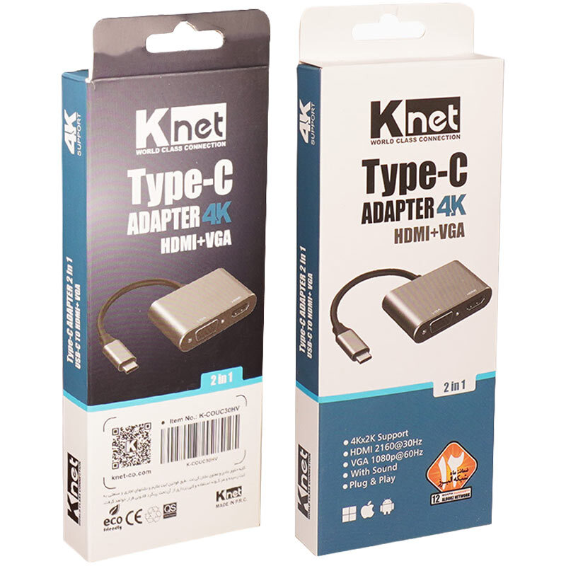 تبدیل Type-C به HDMI/VGA کی نت K-CO16 - 3