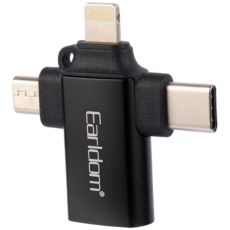 تبدیل USB OTG به میکرو یو اس بی / تایپ سی / لایتنینگ ارلدام ET-OT80 - 4