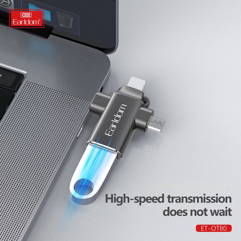 تبدیل USB OTG به میکرو یو اس بی / تایپ سی / لایتنینگ ارلدام ET-OT80 - 7