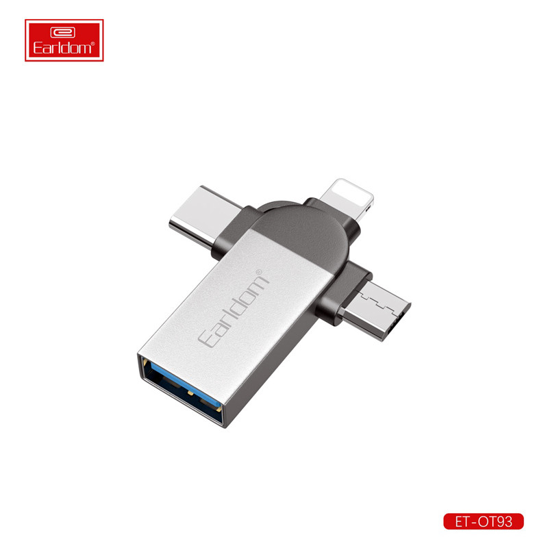 تبدیل USB OTG به میکرو یو اس بی / تایپ سی / لایتنینگ ارلدام ET-OT93 - 6