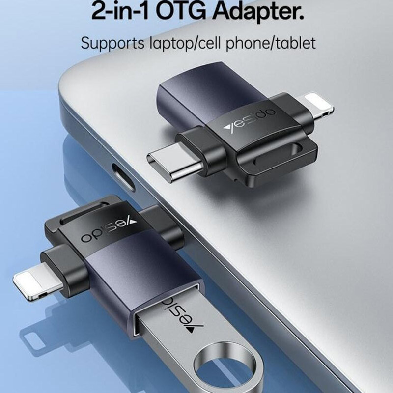 تبدیل USB OTG به تایپ سی / لایتنینگ یسیدو GS35 - 5