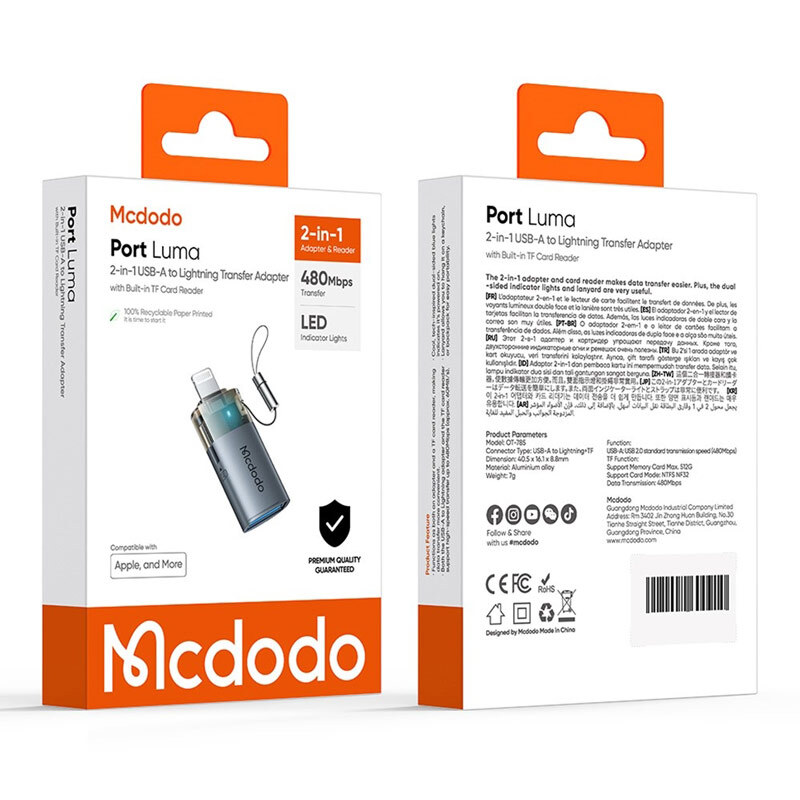 تبدیل USB OTG / TF به لایتنینگ مک دودو OT-785 - 8