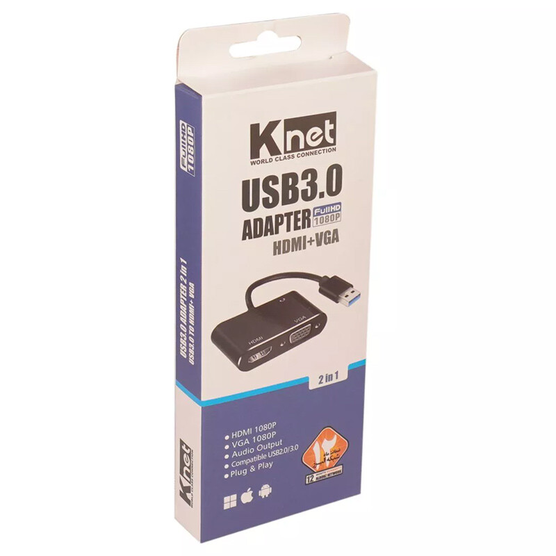 تبدیل USB3.0 به HDMI/VGA کی نت K-CO82 - 3